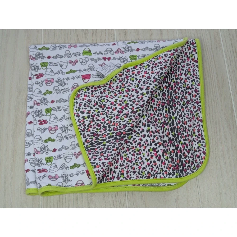 First Impressions pink green black cheetah leopard purses shoes baby blanket